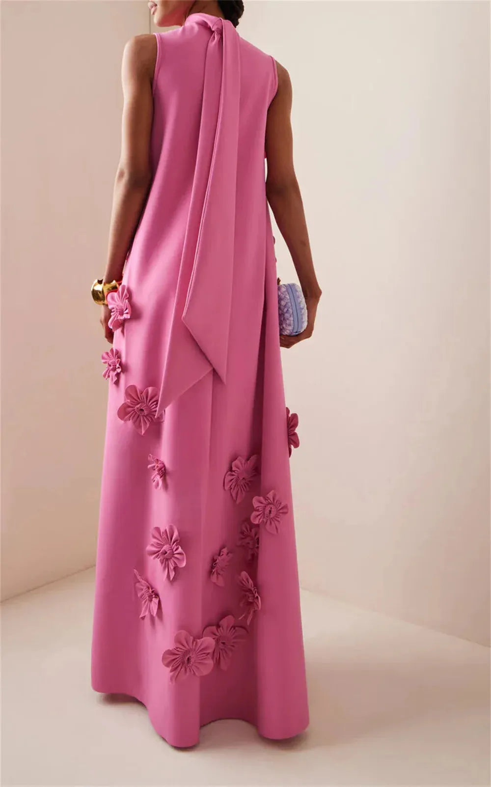 Pink 3D Flower Lace Appliques Prom Dresses Sheath Satin vestidos par b