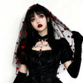 Short Wedding Veil for Bride Heart Bridal Veils With Comb Tulle Gothic Black Wedding Bride To Be Bachelorette Party Cosplay Veil