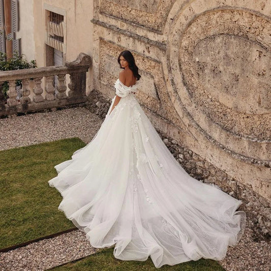 Abiti da sposa affascinanti per le spalle per donne Appliques Bohémien Appliques da sposa Beach Vestidos de nolia personalizzato