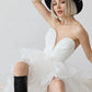 Pakaian Pesta Perkahwinan Putih A-Line Putih Berisi Organza Sayang Pengantin Gaun Prom Gaun Panjang Lutut Pakaian Homecoming untuk Wanita