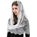 Lace Mantilla Veil For Church Latin Mass Spanish Style Lace Head Scarf Shawl White Black Catholic Chapel Veil For Wedding Bride as picture
