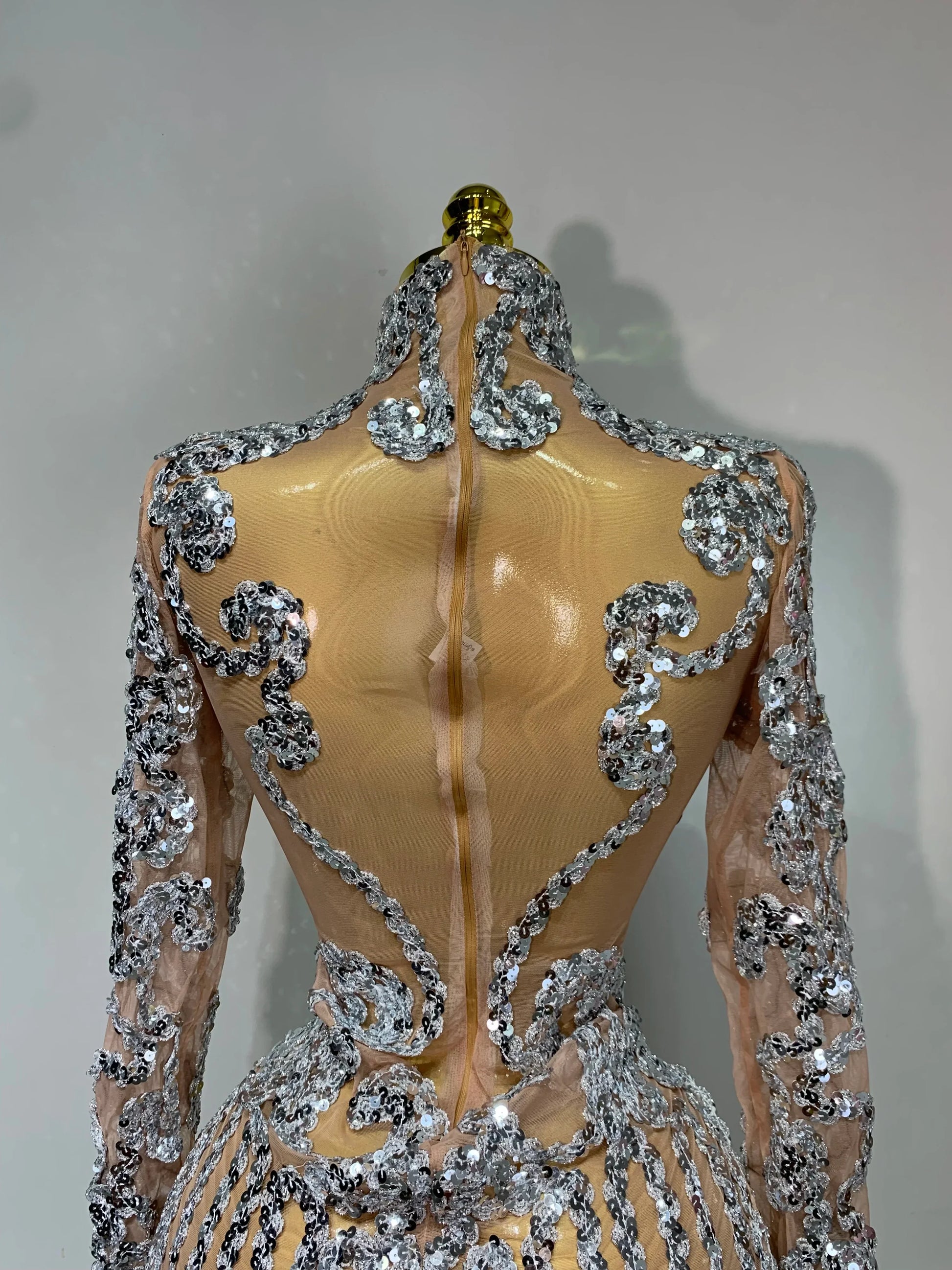 Sparkly Silver Gold Sequins Short Dress Sexy High Slit Women Nightclub Evening Party Dress Birthday Singer Stage Show Outfit