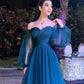 Evening Dresses Tulle Puffy Full Sleeves Off Shoulder Sweetheart Pleats Long A Line Prom Gowns Women Elegant Luxury