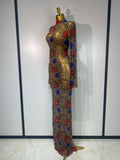 Sparkly Diamond Sexy Mesh Wrap Hip Long Dress Host Annual Meeting Party Nightclub Performance Costume Luxury Birthday Dress