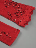 Luxury Women'S Dress Sparkly Red Sequins Patchwork Lace High Split Maxi Long Gowns With Gloves Summer New