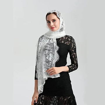 Lace Mantilla Veils For Church Spanish Muslim Head Covering Lace Shawl Scarf For Women Catholic Chapel Veils For Wedding Bride