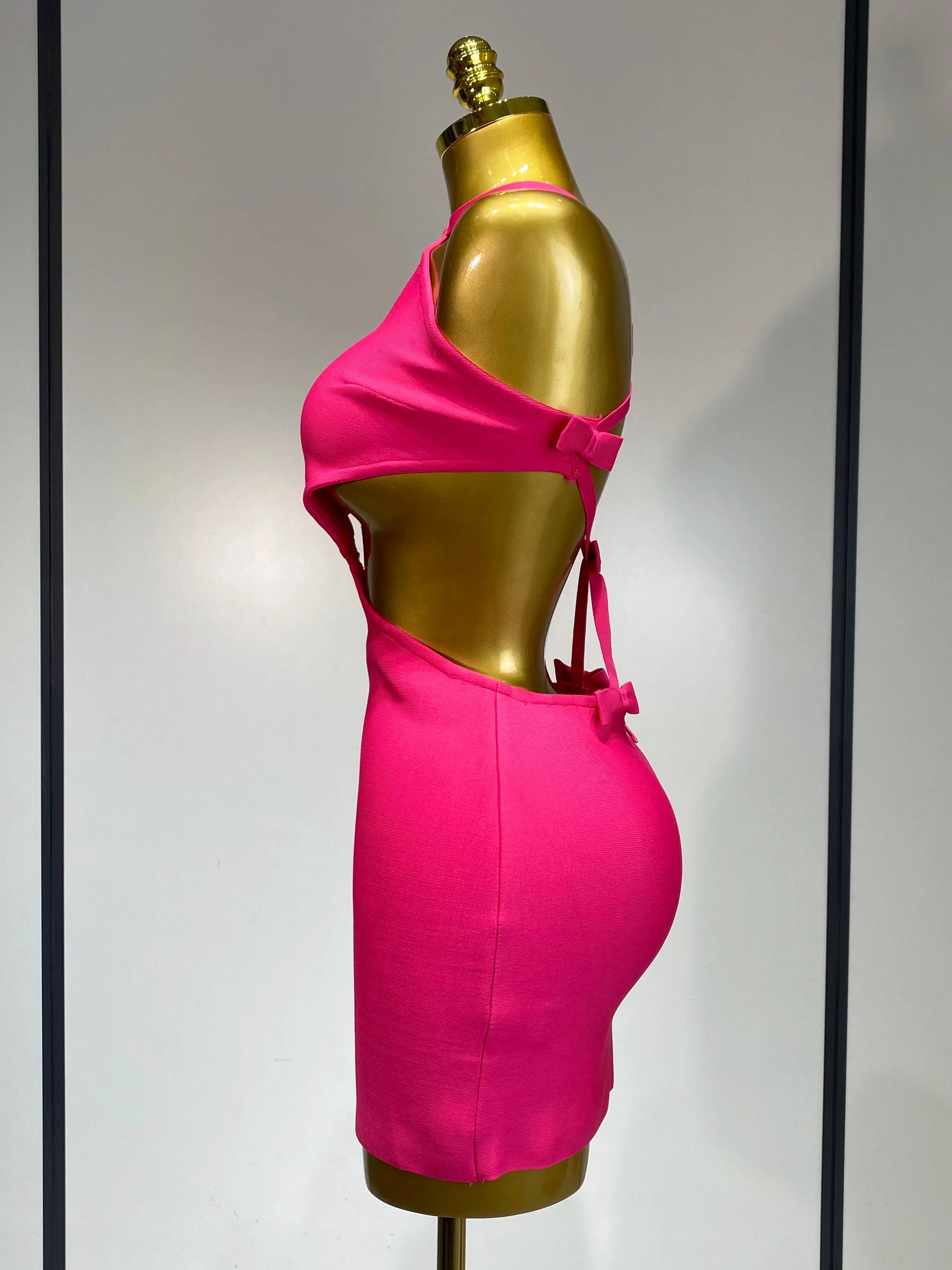 Women Luxury Sexy Backless Cut Out Bow Tie Mini Bodycon Bandage Dress Celebirty Elegant Evening Party Birthday Dresses