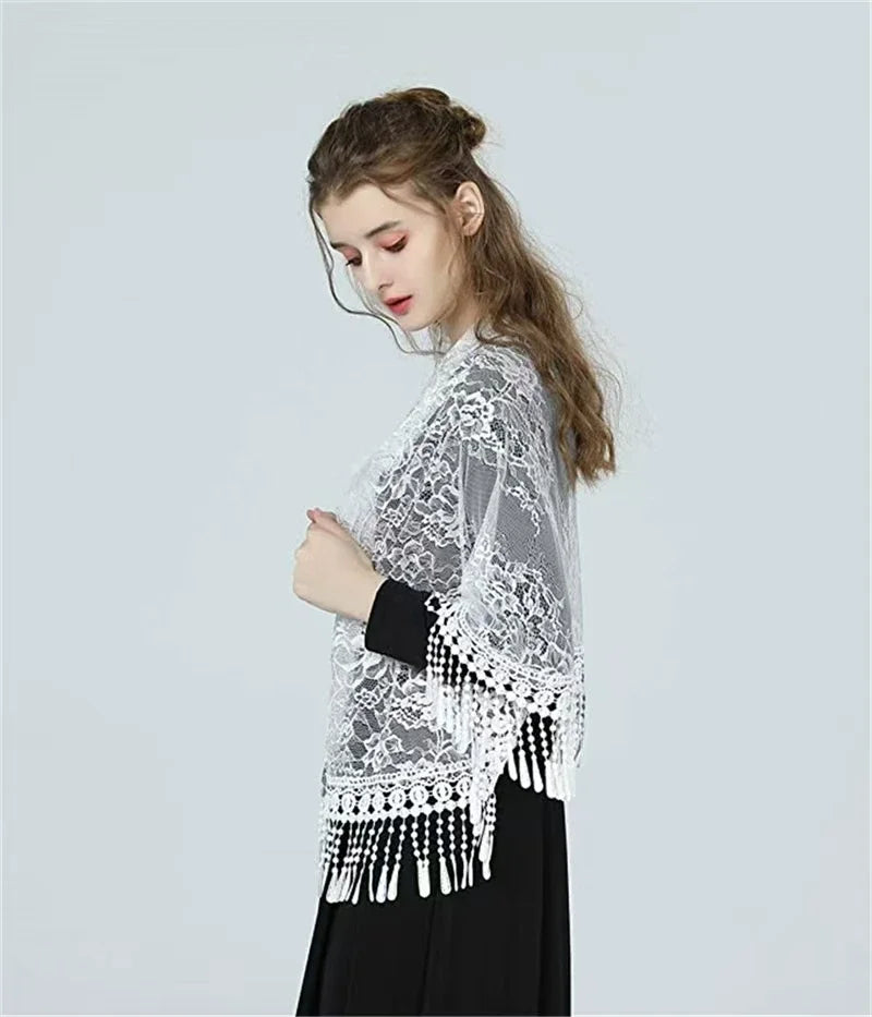 Lace Mantilla Church Veils Black White Spanish Musim Head Covering Shawl Scarf For Women Chapel Catholic Veils For Wedding Bride