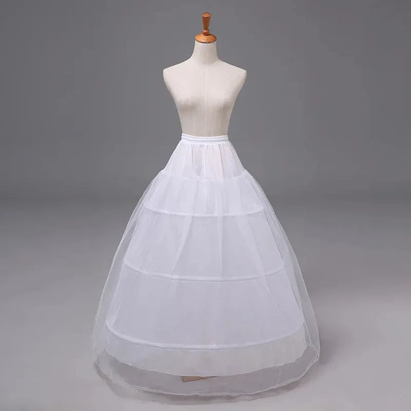 Bridal Acrylic Crocheted Petticoat 3-Hoop Crinoline Underskirt Slip for Wedding Prom WHITE