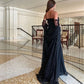 Black Chiffon Prom Dress Sexy Strapless Evening Dress Sequins Cape Floor Lengths فستان سهرة Elegant Mermaid Party Dresses