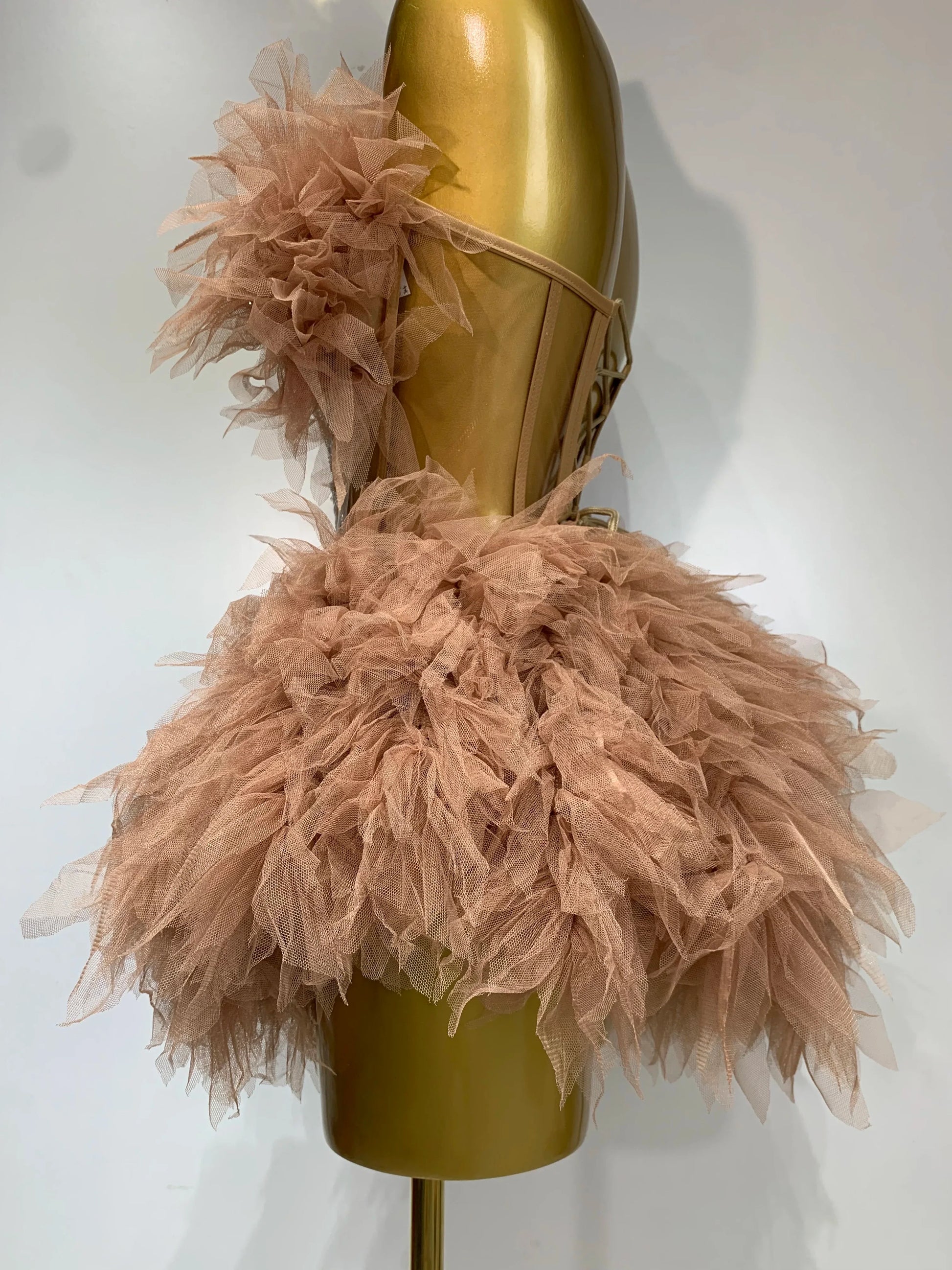 Women Sexy Strapless Two Pieces Set Prom Gown Mini Dress Celebrate Nightclub Party Performance Costume Singer Stage Wear