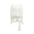 Chic Chiffon Mini Dress with Tie-Neck and Lantern Long Sleeves for a Garden Party Evening Gown WHITE