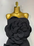 Women Sexy Strapless Backless Flower Black Mini Bodycon Dress Celebrity Elegant Evening Club Party Outfit Birthday Dresses