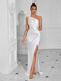 Formal Women's Evening Prom Elegant Party wedding guest Celebrity Female Satin Maxi Club Wear Cocktail Dresses