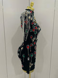 Sexy Sparkle Multicolor Rhinestones Black Velvet Gloves Slit Short Dress Women Evening Birthday Party Club Stage Costume