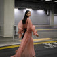 Trendy Pleated 3D Maxi Prom Dresses with Liner Dusty Pink Organza Pleats Unique Formal Occasion Dress Celebrity Prom Party Gown