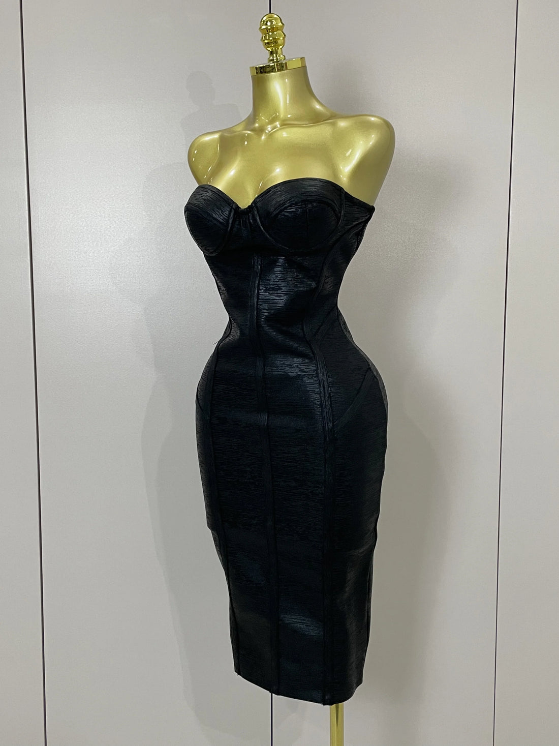 Sexy Strapless Gold Black Foil Color Bodycon Bandage Dress Women Fashion Celebrate Evening Party Luxury Birthday Dresses black