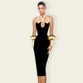Celebrity Red Carpet Dress Women Sleeveless Sexy Halter Bodycon Mini Bandage Fashion Keyhole Evening Nightclub Party Outfit black