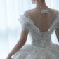 D120 Princess Sexy Luxury Crystal Beaded Wedding Dress Puff Tulle White Wedding Gown Simple Bride Dress Women