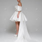 Weiße kurze Hochzeitsfeier Kleider von Schulterballkleidern Mini Brautkleider Schnürung Brautabendkleider für Frauen
