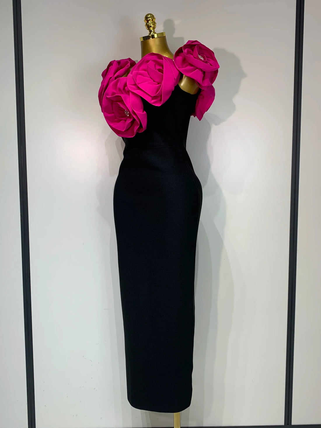 Women Sexy Off Shoulder Flower Diamonds Bodycon Bandage Dress Celebrity Elegant Evening Luxury Birthday Party Dresses Rose Red