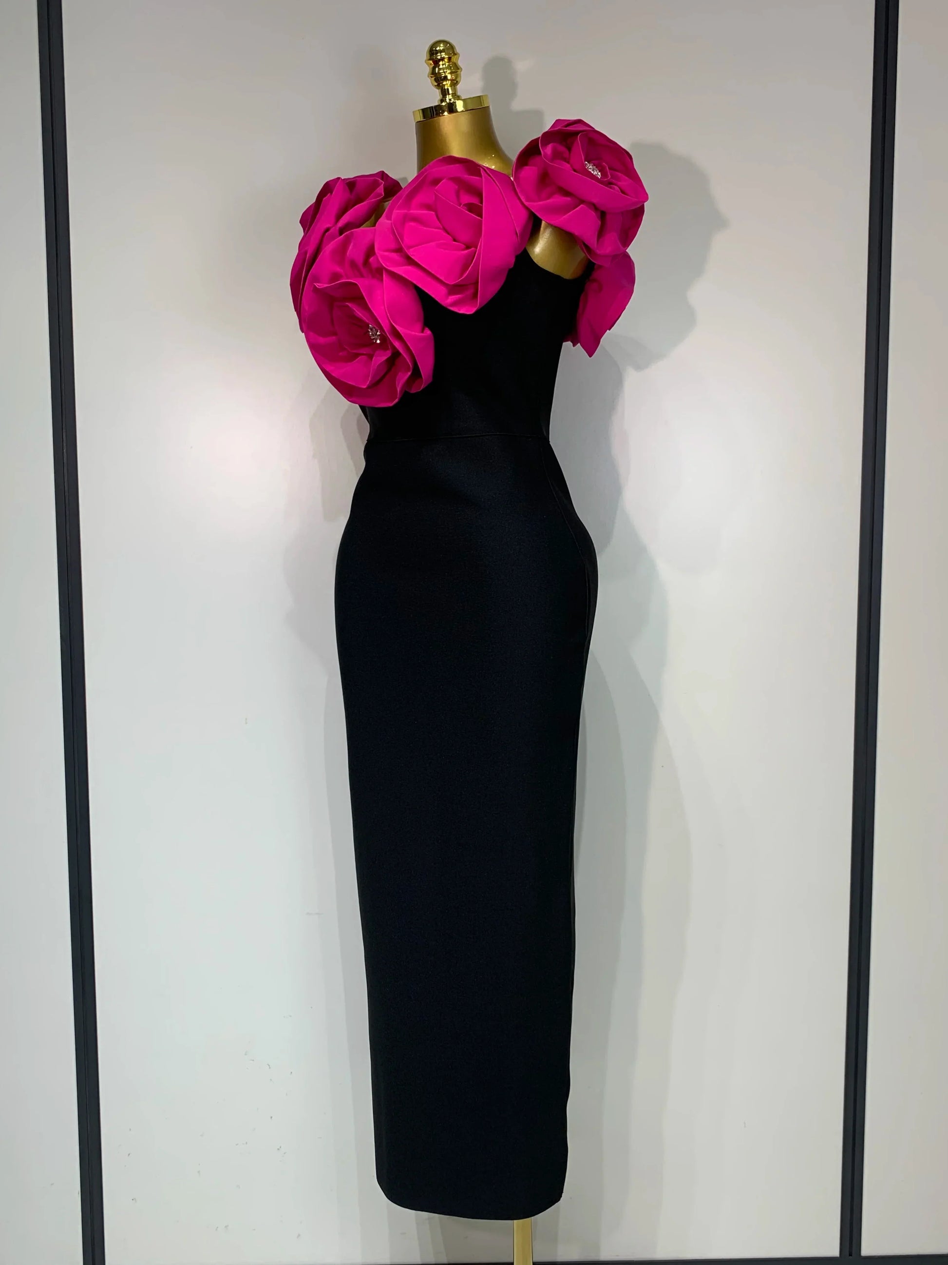 Women Sexy Off Shoulder Flower Diamonds Bodycon Bandage Dress Celebrity Elegant Evening Luxury Birthday Party Dresses