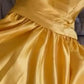 Yellow Evening Dresses Satin Long One Shoulder Pleats A Line Floor Length Front Slit Formal Party Prom Gowns Custom made