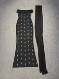 Vintage Elegant Black Strapless Sleeveless Crystal Dress for Galas Party Evening Gown black