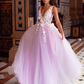 Lavender Vestidos De Fiesta Elegantes Para Mujer Elegant Lace Embroid Prom Dresses V-neck Vestidos De Noche