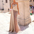 SILIWEYA Elegant Strapless Sleeveless Beading Evening Dress Female Formal Party Prom Gown Vestidos De Fiesta as picture