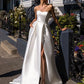 SoDigne Simple Sweetheart A-Line Wedding Dresses Elegant Sleeveless Belt Bridal Gowns Satin Side Split Robe De Mariée