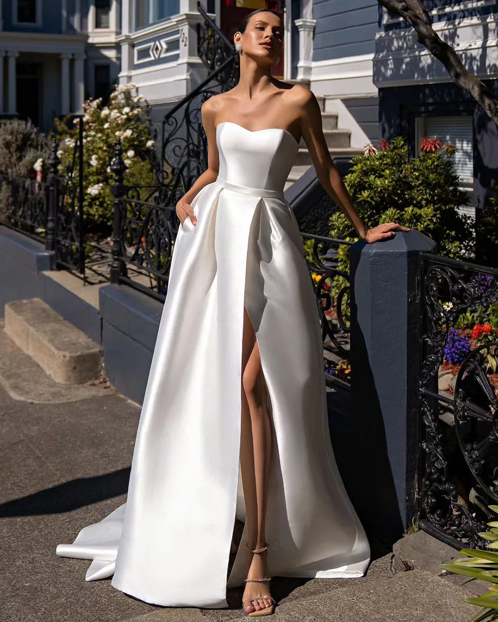 Sodigne proste ukochane sukienki ślubne A-line elegancka sukienki ślubne bez rękawów
