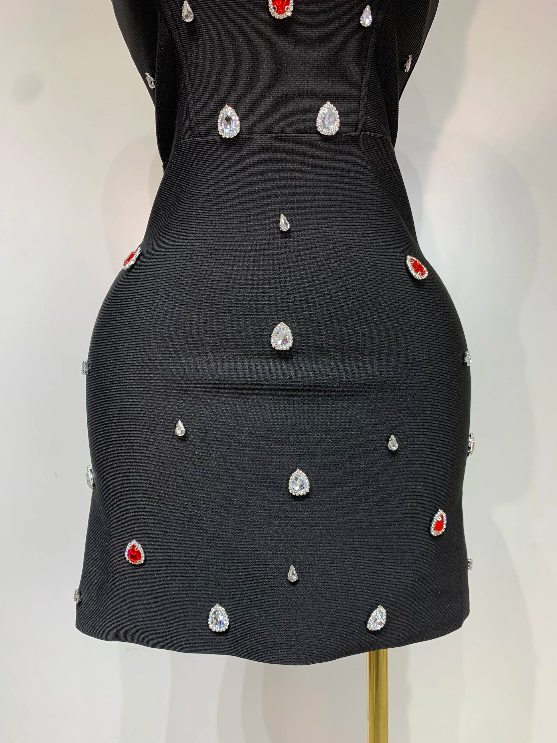 Women Sexy Strapless Colorful Crystal Bodycon Mini Bandage Dress Spring Elegant Party Celebrate Birthday Outfit