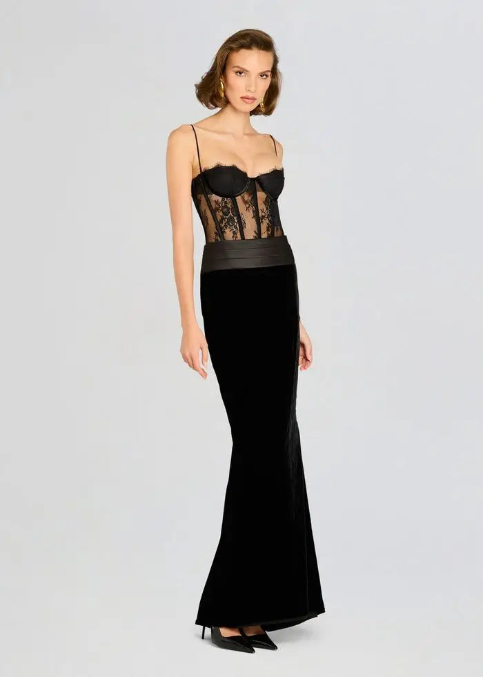 Black Women Sexy Strap Lace Fashion Bodycon Long Maxi Dress Celebrate Birthday Vacation Cocktail Outfit Vestido black