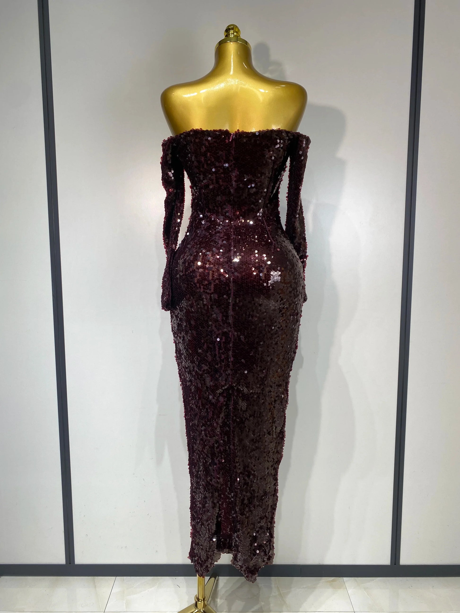 Women Luxury Sequin Celebrity Sexy Off Shoulder Long Bodycon Dress Elegant Evening Club Party Fashion Birthday Dresses