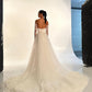 A-Line Mermaid Wedding Dresses Strapless Bride Dress for Women Bridal Evening Gowns with Tulle Train Backless Prom Gown