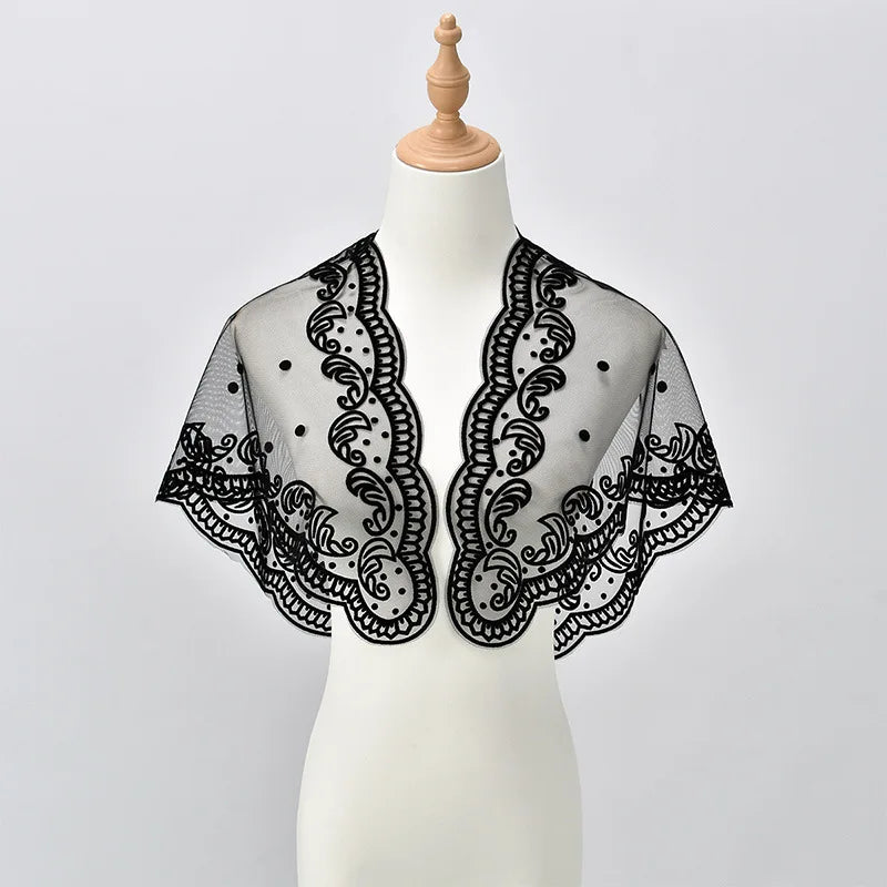 Black Lace Mantilla Veil For Church Spanish Head Covering Shawl For Women White Catholic Chapels Veils For Wedding Bridal Veils