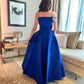 Sexy One Sleeve A-line فساتين مناسبة رسمية Sapphire Blue Thick Satin Prom Dress Sequins On Chest Vestidos De Noche