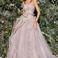 Grey Blue Strapless Vestidos De Noche 3D Butterfly Prom Dress Fairy Strapless Tulle Sweep Train فساتين السهرة