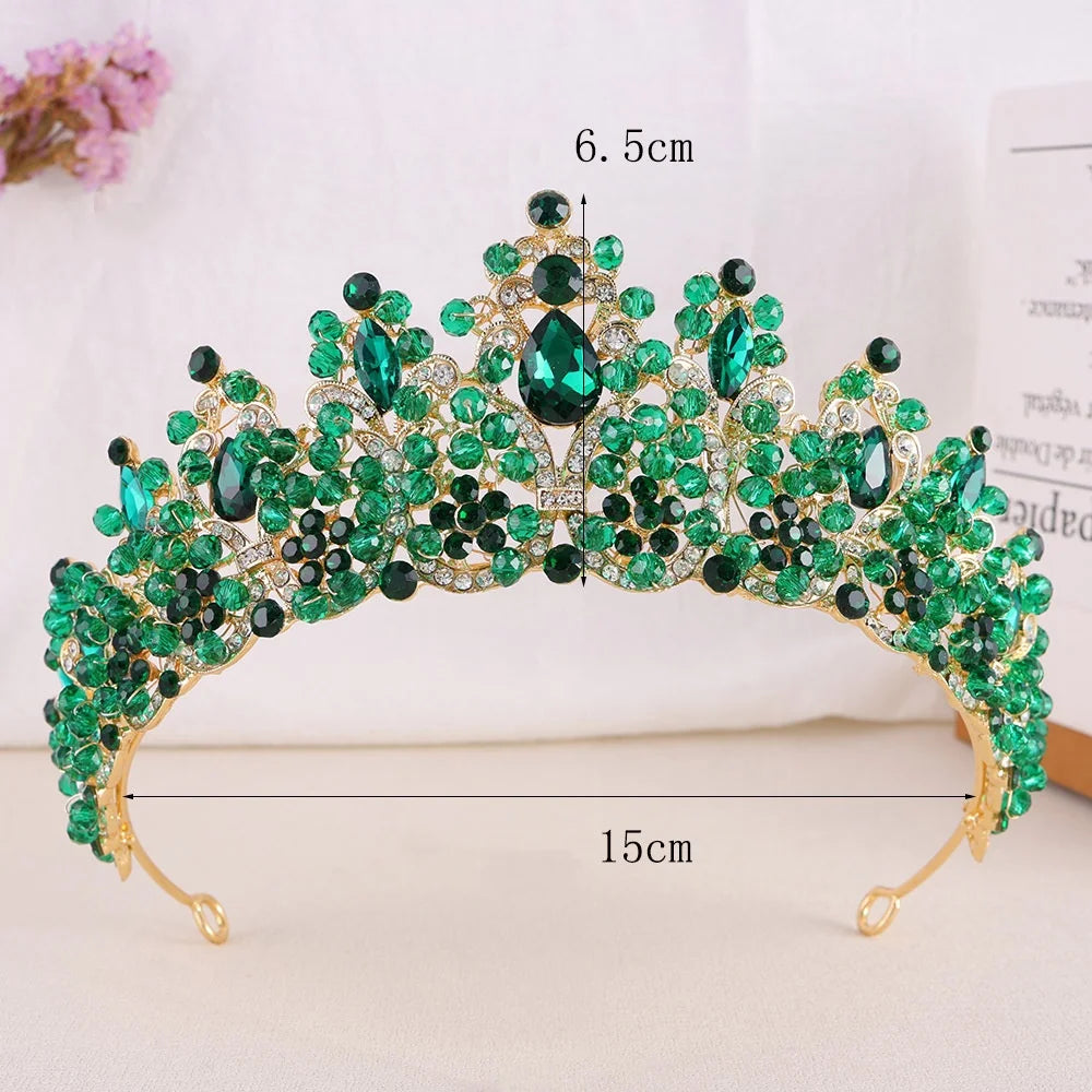 Baroque Wedding Crowns For Bride Crystal Princess Queen Bridal Tiara Crown For 15 Years Women Pageant Diadem Wedding Headdress