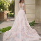 Pink Long Train A-line Prom Dress Tulle Straps Pearls Beaded فساتين السهرة Elegant Sleeveless tidos de noche