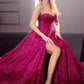 Glitters Evening Dresses Sparkly Plus size Bling Pleats Long A Line with Slit Spaghetti Straps Formal Party Prom Gowns