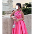 Evening Elegant Vintage Sexy Sweet Crystal Beaded A-Line One Shoulder Formal Occasion Prom Dress Evening Party Gowns