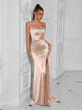 Sexy Women Cocktail Evening Dress Spaghetti Strap Wedding Guest Maxi Night Gown Lady Sexy Party Club Gala Dresses