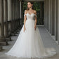 Gaun pengantin tulle yang anggun lini sweetheart appliques dari bahu vestido de casamento dibuat khusus
