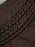 Chic Brown Sheer Side Mesh-Paneled Sleeveless Maxi Dress with Braided Details for Party Evening Gown