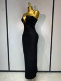 Luxury Birthday Celebrity Sexy Strapless Backless Maxi Long Bodycon Bandage Dress Women Elegant Evening Club Party Outfit