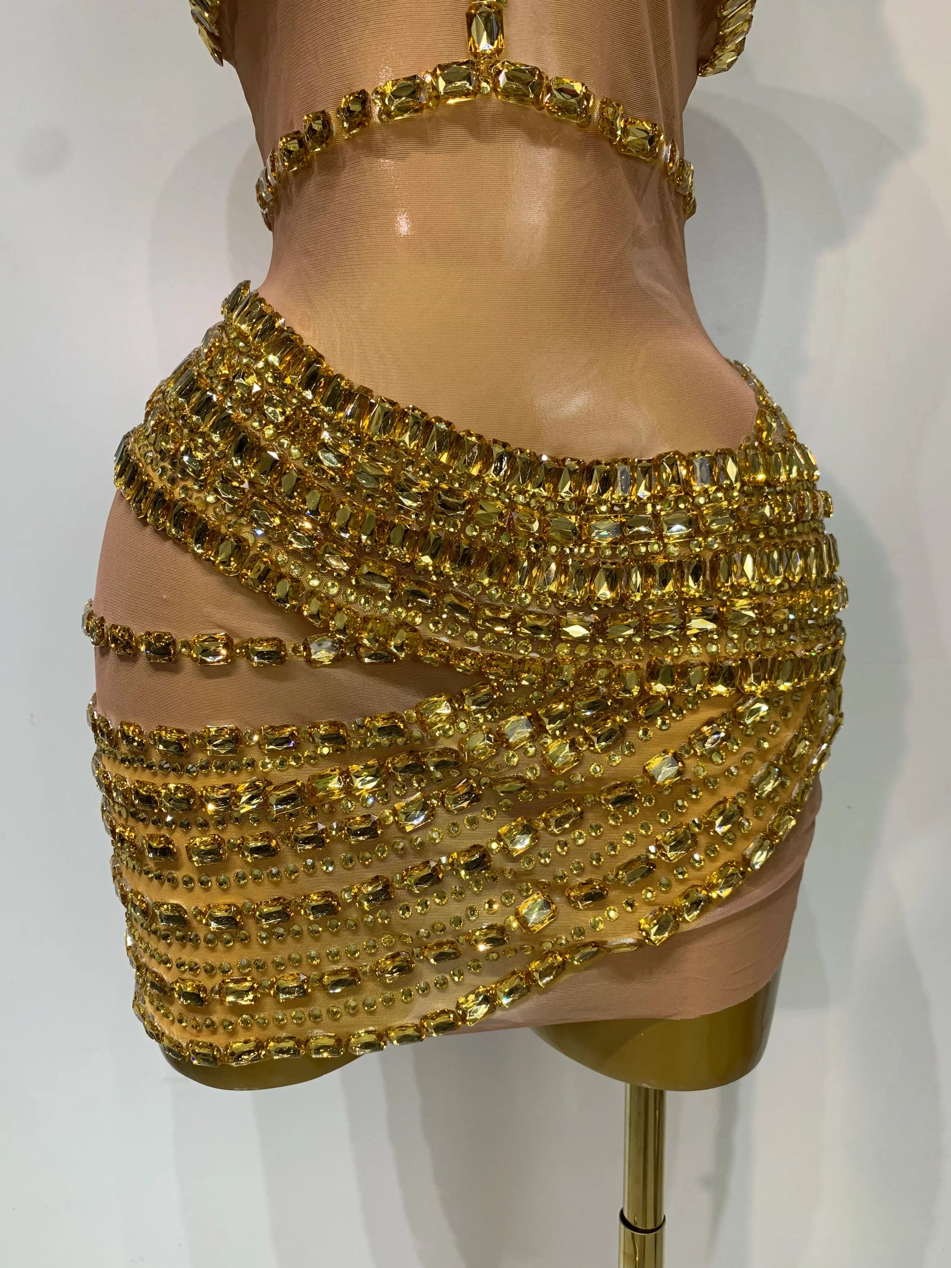 Sparkly Rhinestone Short Dress for Women Sexy Party Celebrate Birthday Dress Photo Shoot Performance Stage DJ Singing Costumes