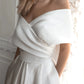 White Satin Prom Dresses Off the Shoulder A-line vestidos de noche Elegant Sleeveless Ankle-Length Formal Evening