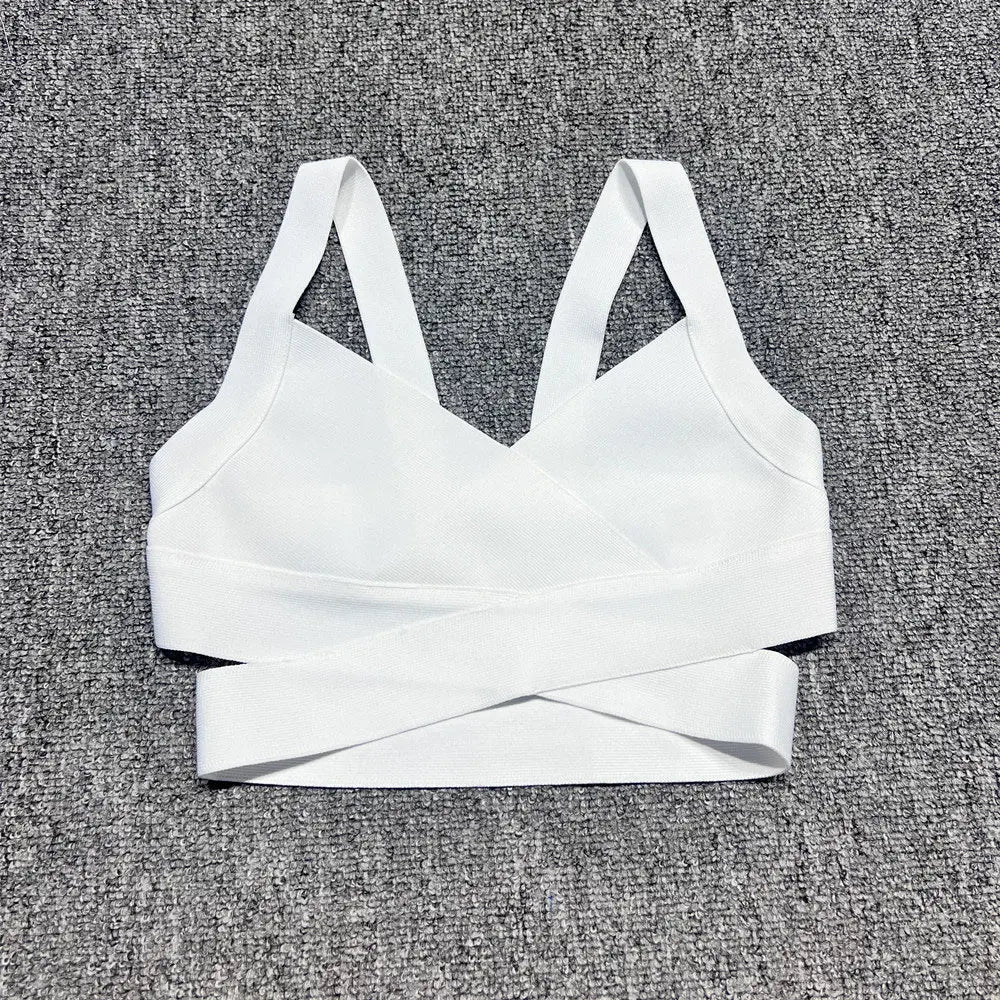 Casual Women'S Ultra Short Bandage Vest Spaghetti Strap Sleeveless Hollow Out Solid Color Backless Top Women'S Sports Vest WHITE